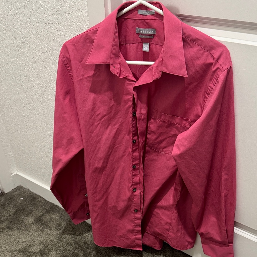 Van Heusen Men's Bold Pink Button Down Shirt